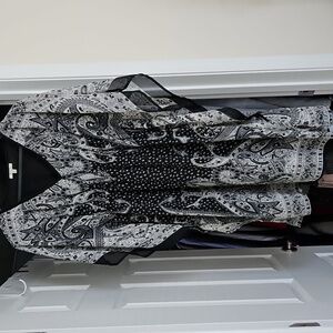 Elegant Black and Gray Paisley Dress